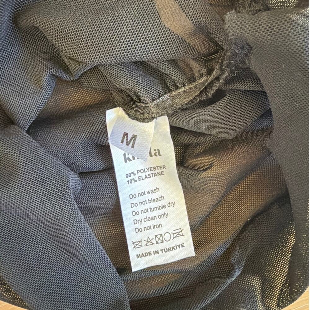 Khela Sheer Sleeveless Top Ruffles Rosette Size M Black - Picture 5 of 7
